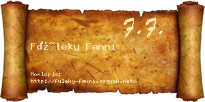 Füleky Fanni névjegykártya